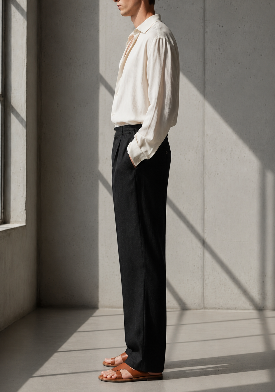 JACKSON LINEN TROUSERS — BLACK