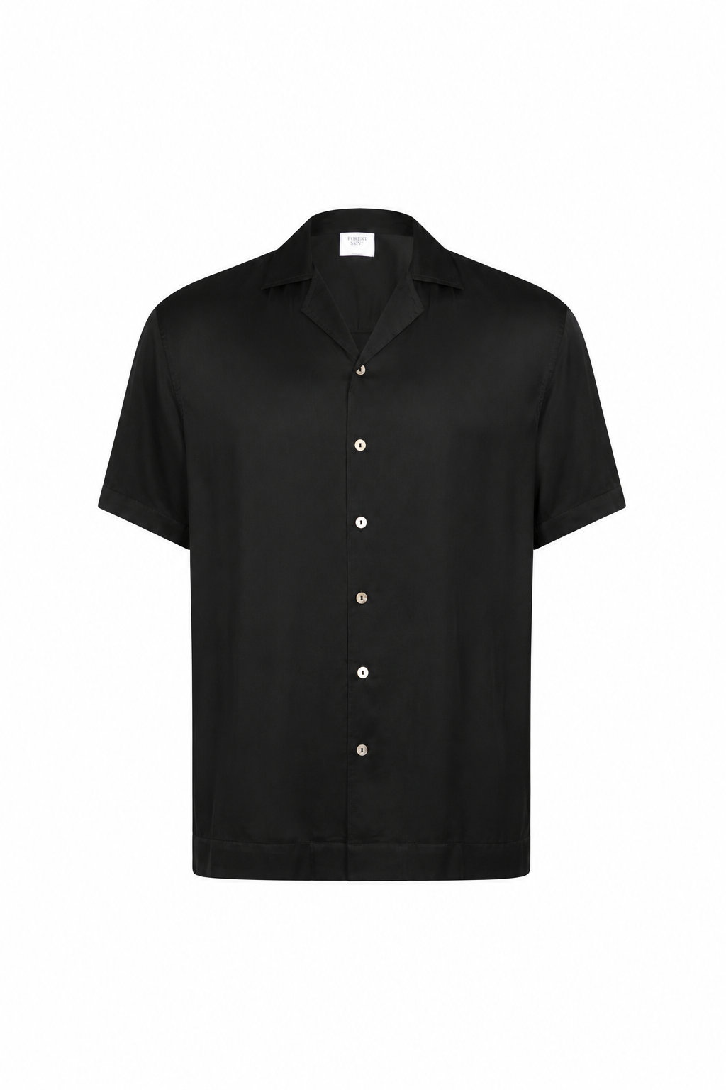 CAMP COLLAR  SHIRT VISCOSE - BLACK