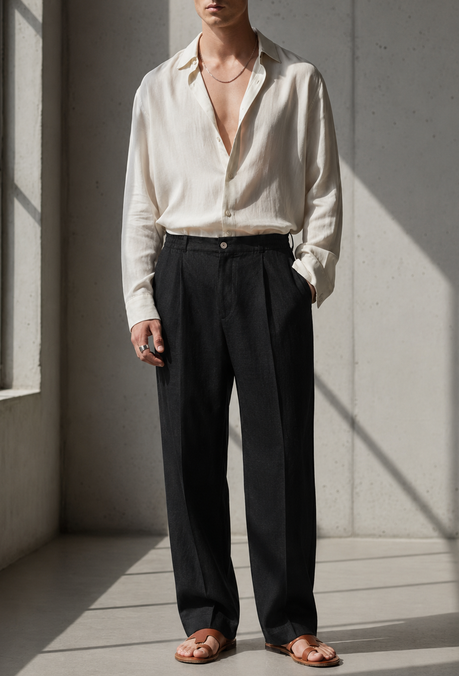 JACKSON LINEN TROUSERS — BLACK