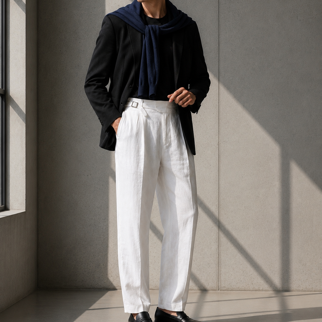 MARCUS LINEN TROUSERS — WHITE