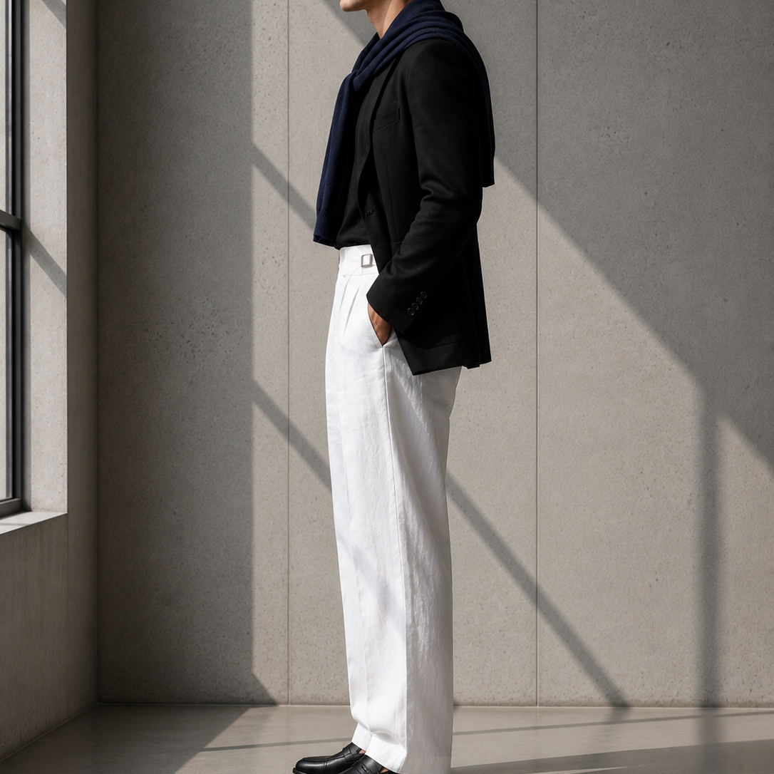 MARCUS LINEN TROUSERS — WHITE
