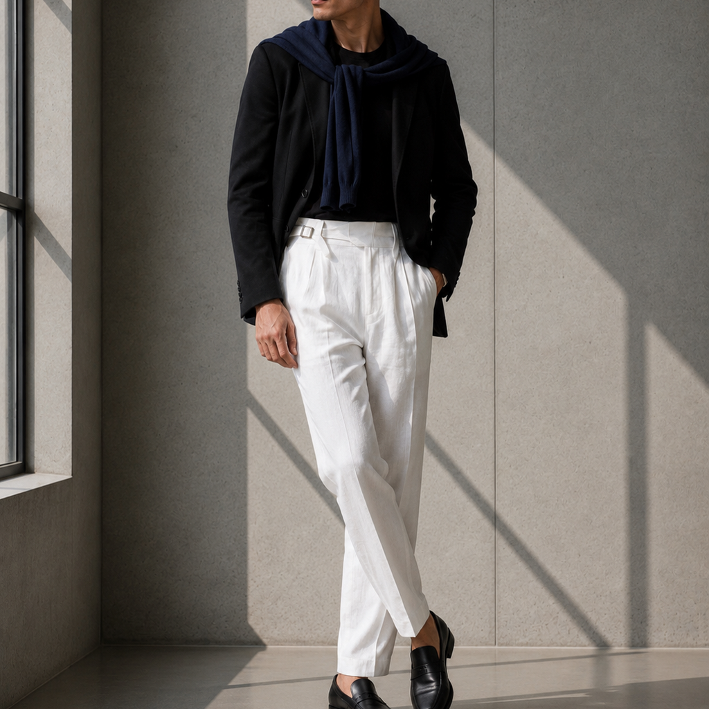 MARCUS LINEN TROUSERS — WHITE