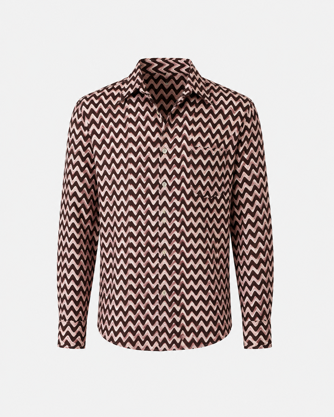 CHEVRON COTTON SILK LONG SLEEVE SHIRT