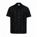 EDMUND EMBROIDERED COTTON SHIRT — BLACK
