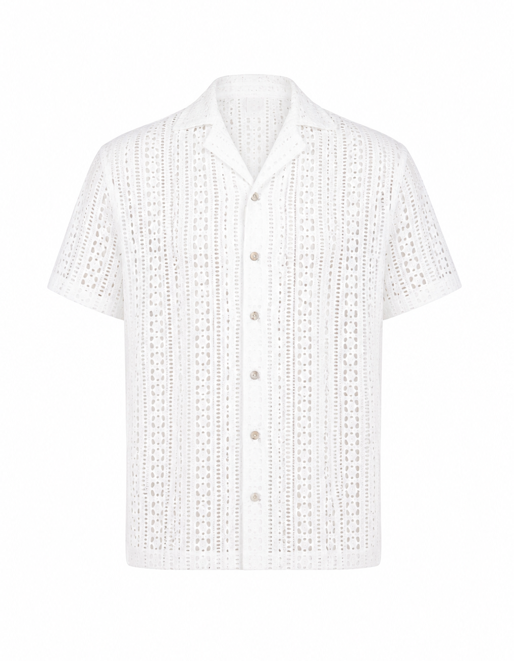 EDMUND EMBROIDERED COTTON SHIRT — WHITE