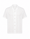 EDMUND EMBROIDERED COTTON SHIRT — WHITE
