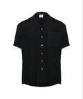 CAMP COLLAR SHIRT — BLACK CRINKLE WEAVE