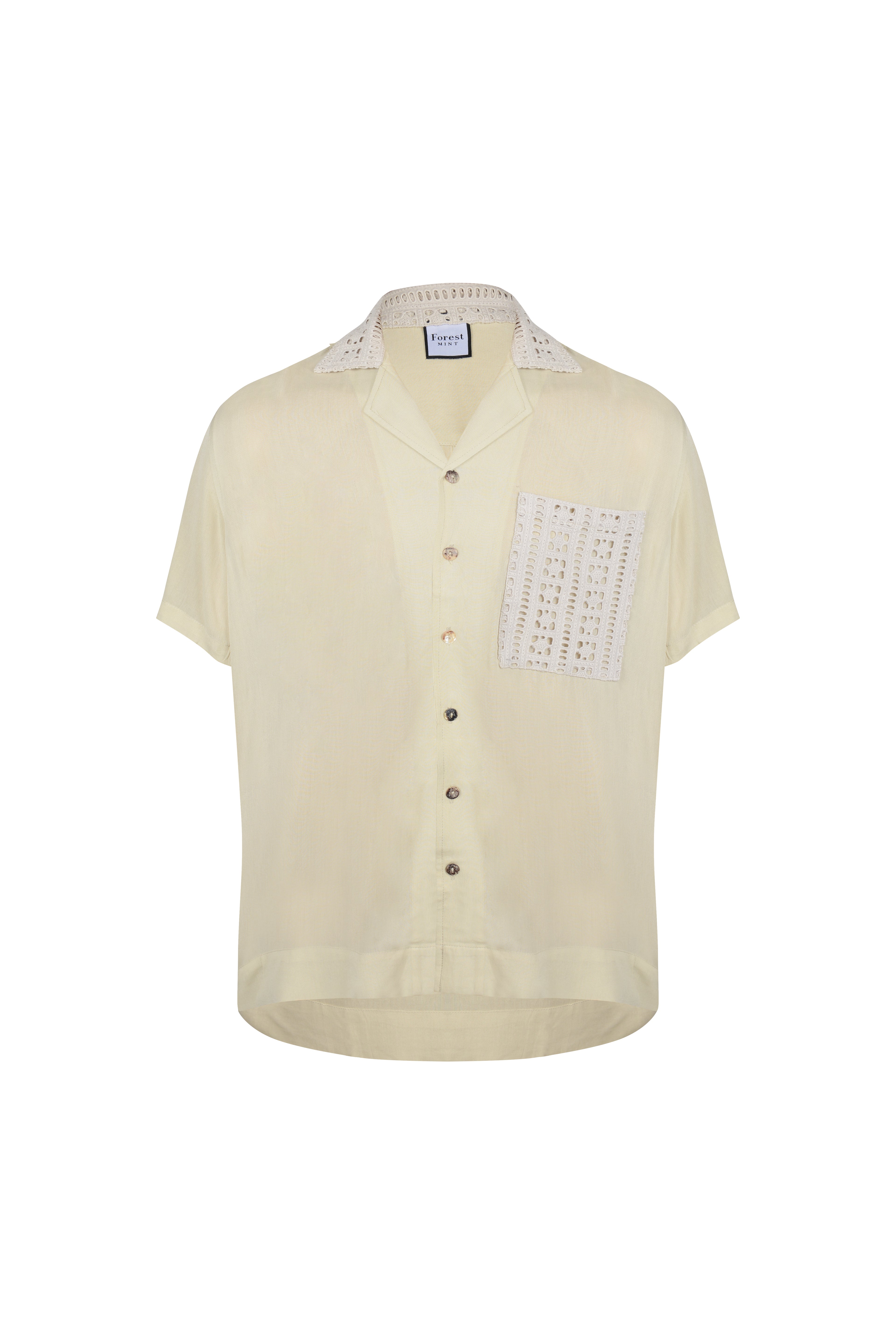 CAMP COLLAR SHIRT — NATURAL CRINKLE WEAVE