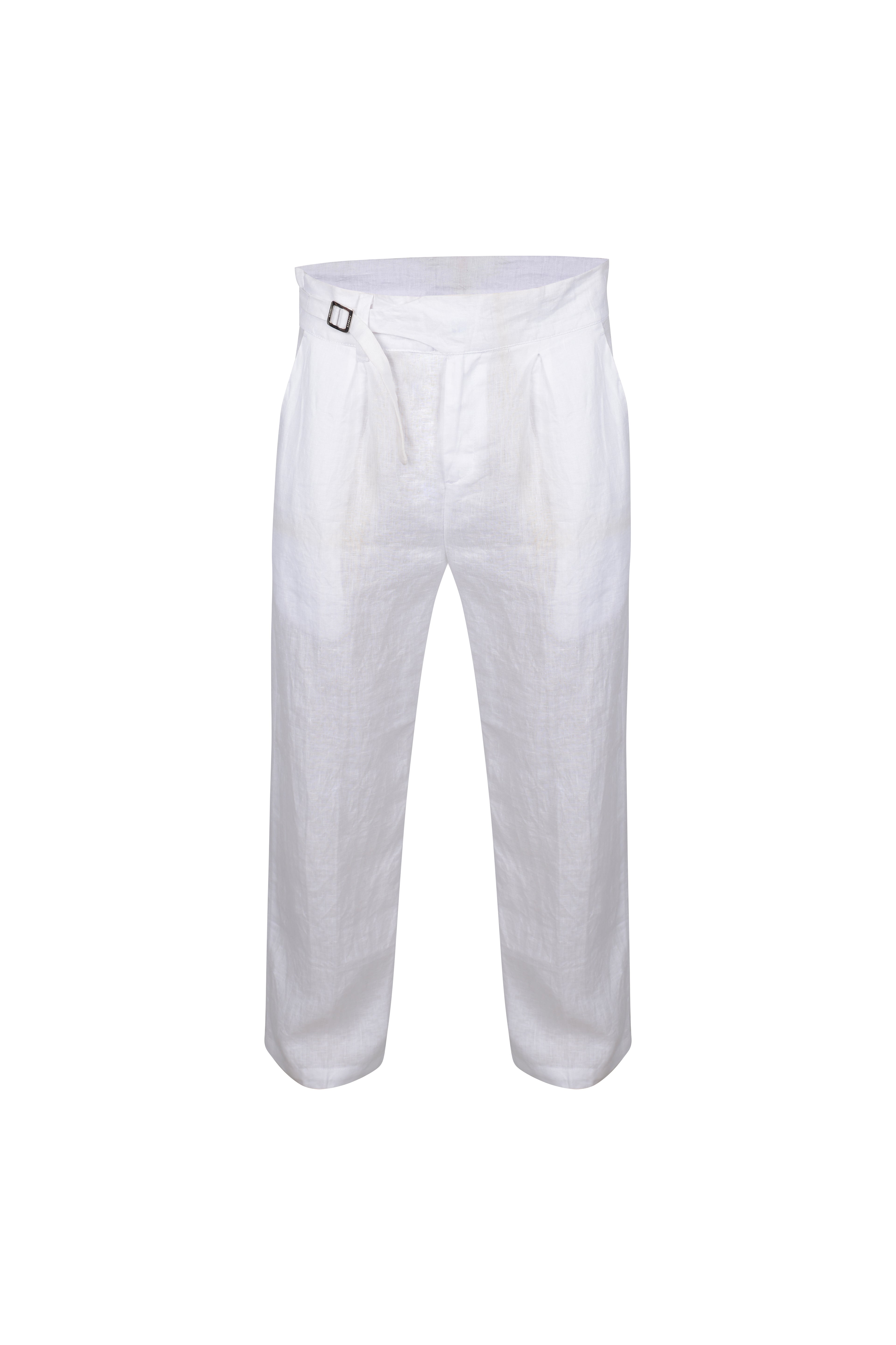 MARCUS LINEN TROUSERS — WHITE
