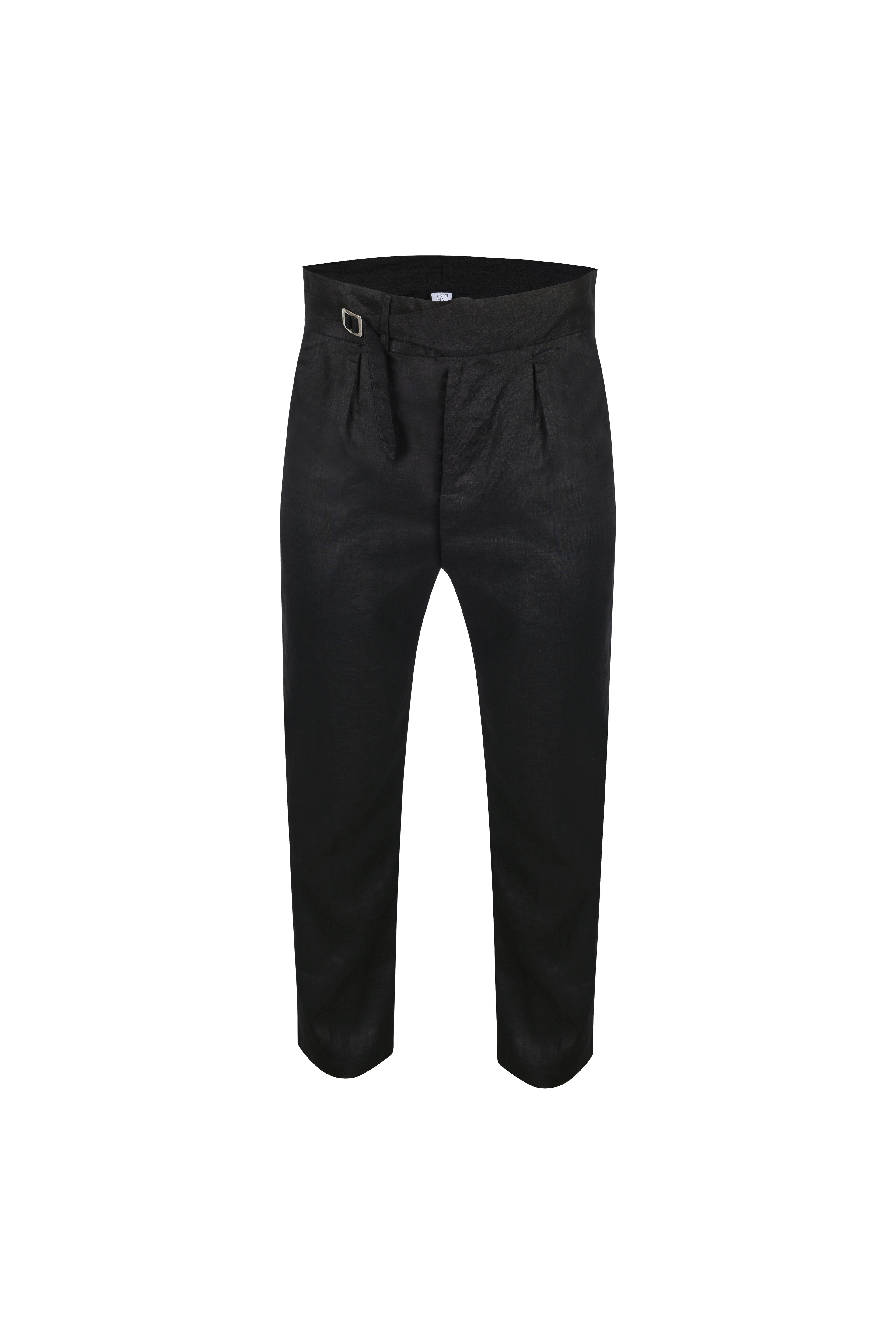 MARCUS LINEN TROUSERS — BLACK