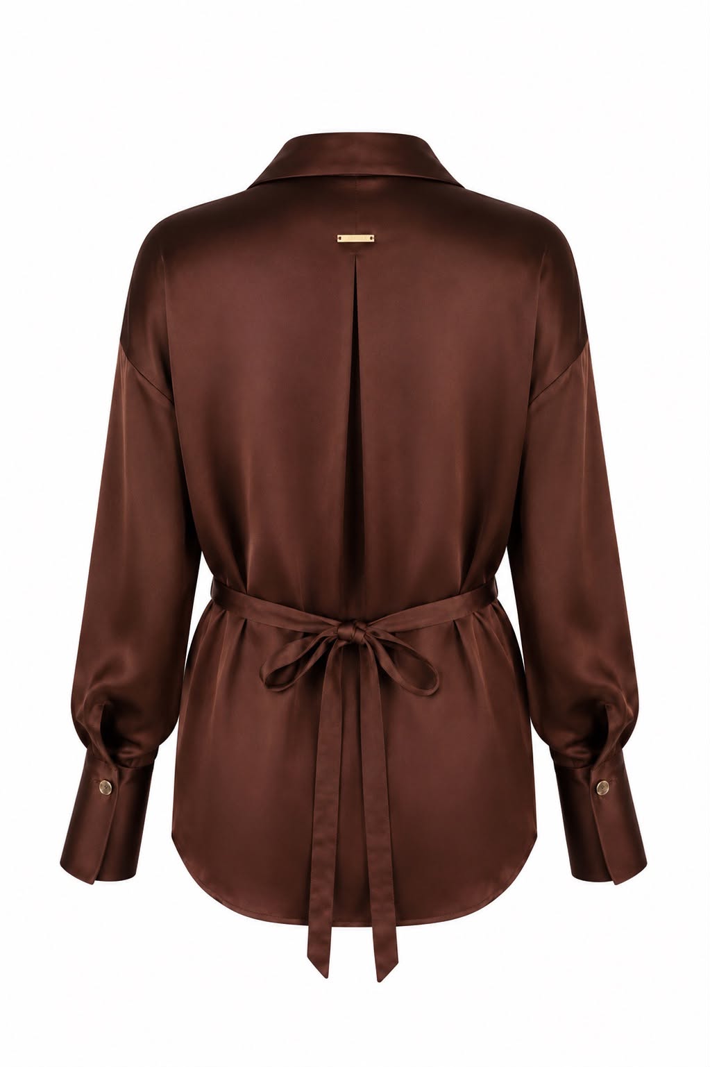 HAILEY VISCOSE SILK SHIRT - BROWN