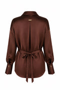 HAILEY VISCOSE SILK SHIRT - BROWN