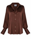 HAILEY VISCOSE SILK SHIRT - BROWN