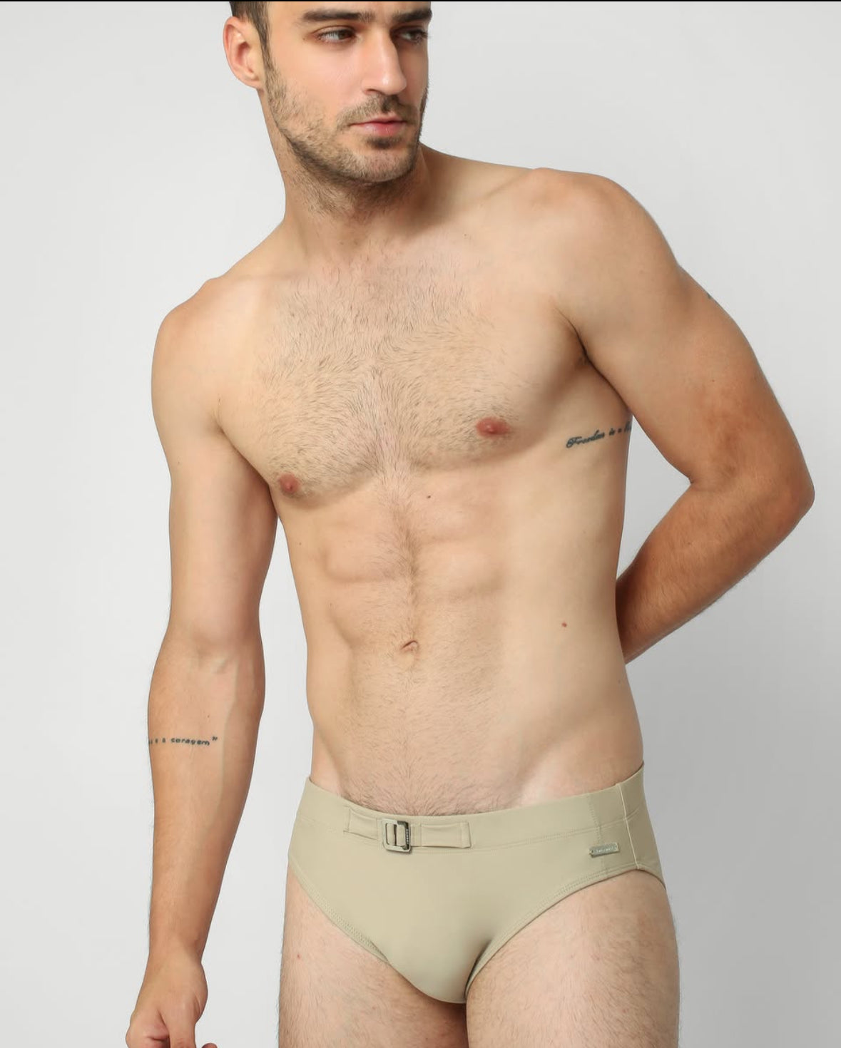 SIGNATURE BUCKLE SWIM BRIEF — SAGE