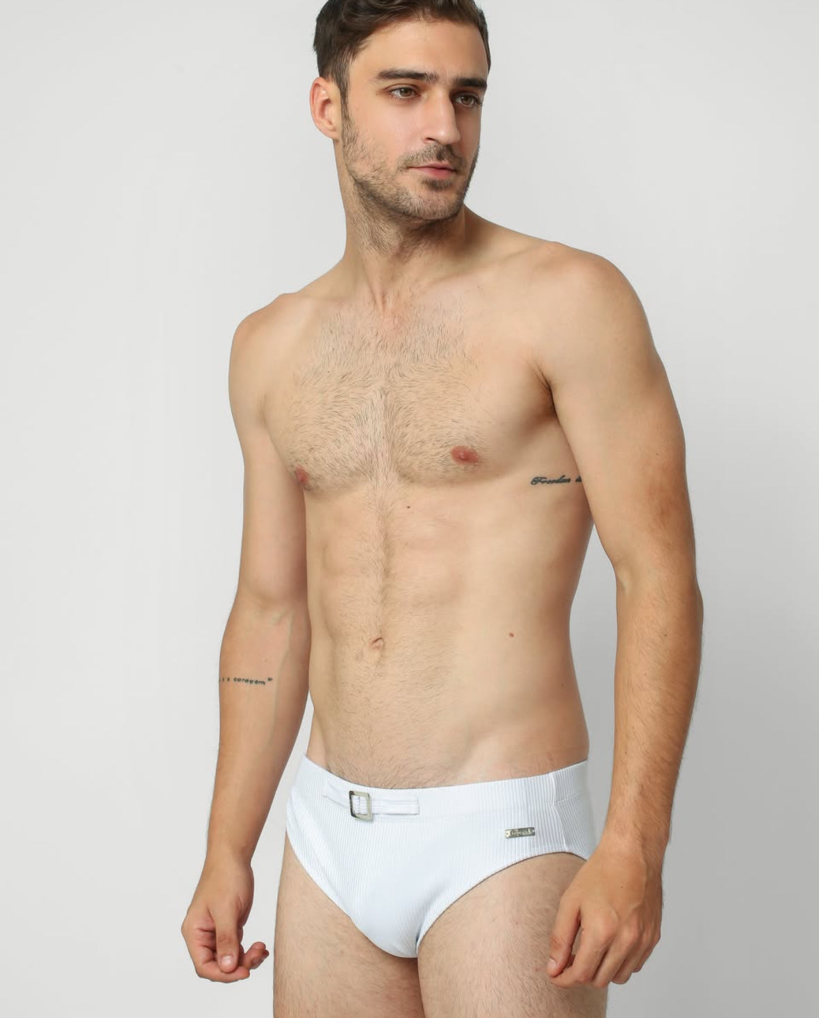 SIGNATURE BUCKLE SWIM BRIEF — WHITE