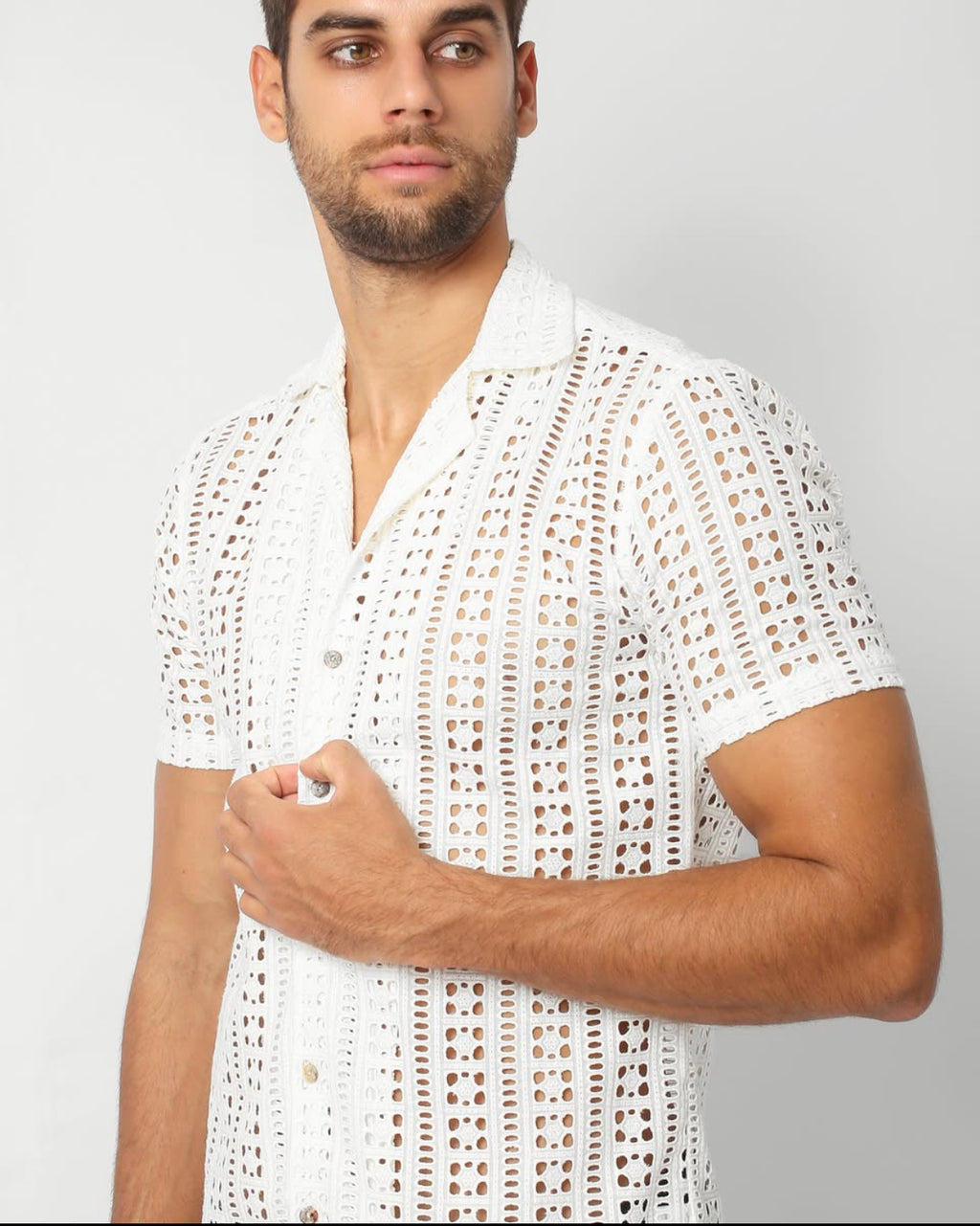 EMBROIDERED COTTON SHIRT — WHITE
