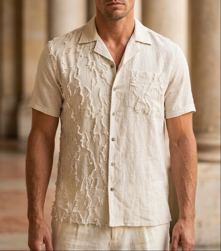 TEXTURED LINEN SHIRT — NATURAL