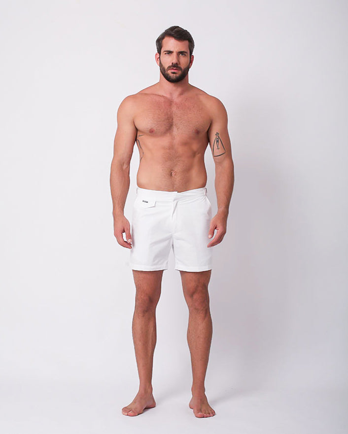LOUNGE POPLIN SIDE TAB SHORT WHITE