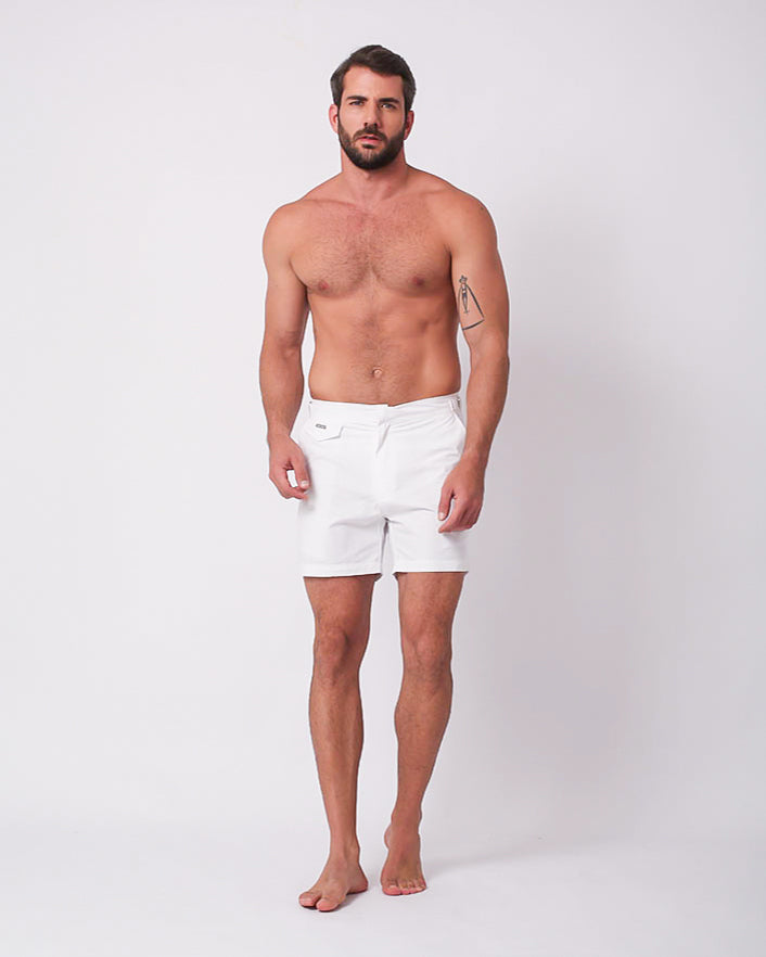 LOUNGE POPLIN SIDE TAB SHORT WHITE