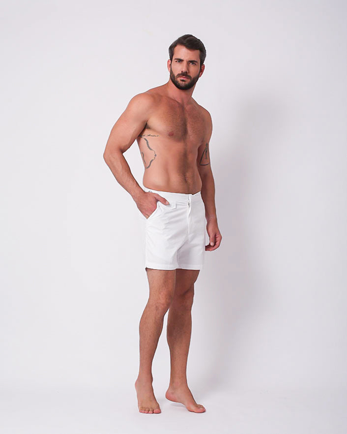 LOUNGE POPLIN SIDE TAB SHORT WHITE