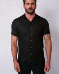 CAMP COLLAR  LINEN BLACK