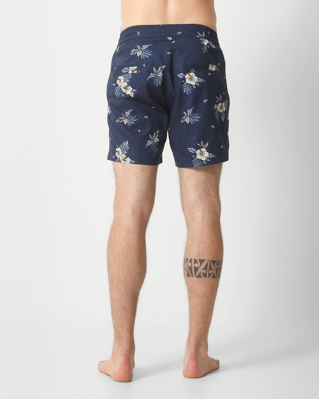 LOUNGE POPLIN PRINTED SHORTS - NAVY HIBISCUS