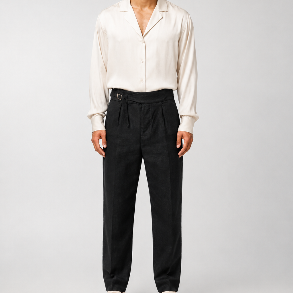 MARCUS LINEN TROUSERS — BLACK