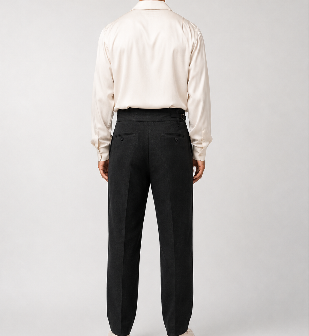MARCUS LINEN TROUSERS — BLACK