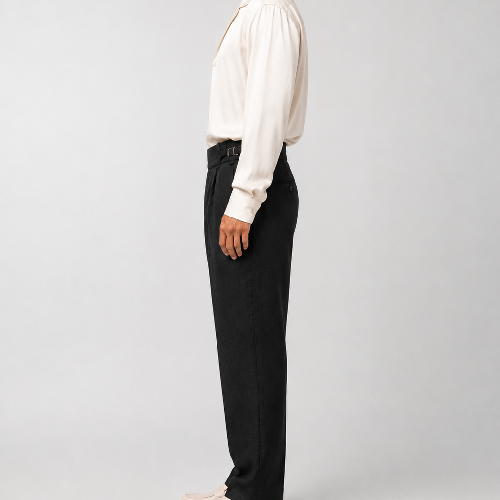 MARCUS LINEN TROUSERS — BLACK