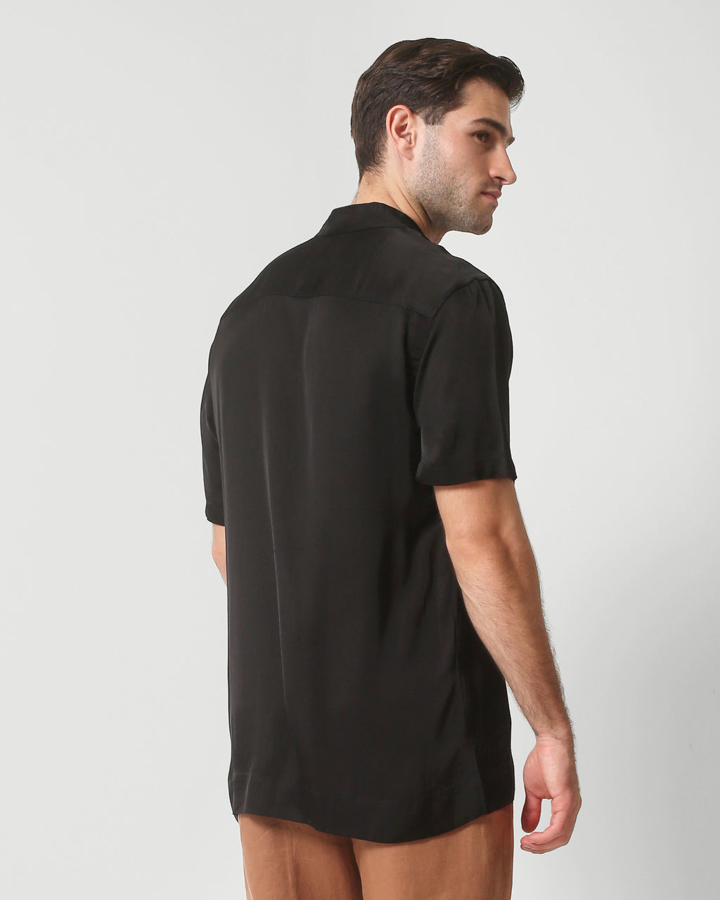 CAMP COLLAR  SHIRT VISCOSE - BLACK