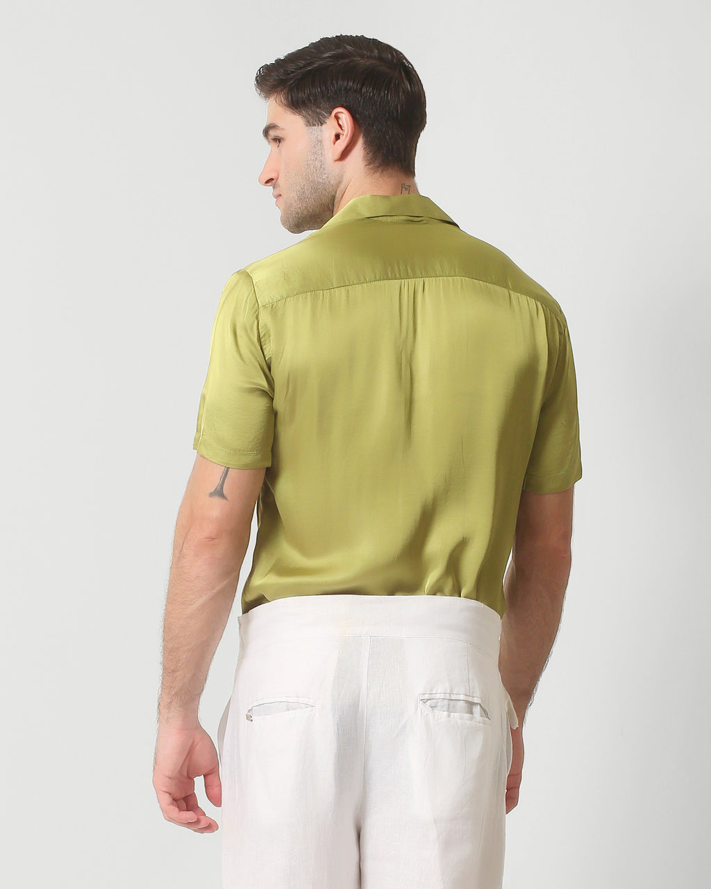 CAMP COLLAR  SHIRT VISCOSE - LIME