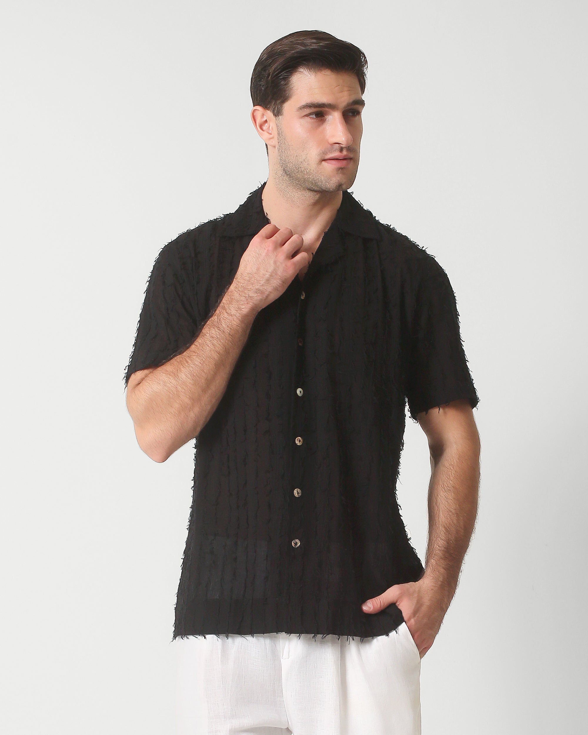 CAMP FRINGE SHIRT BLACK