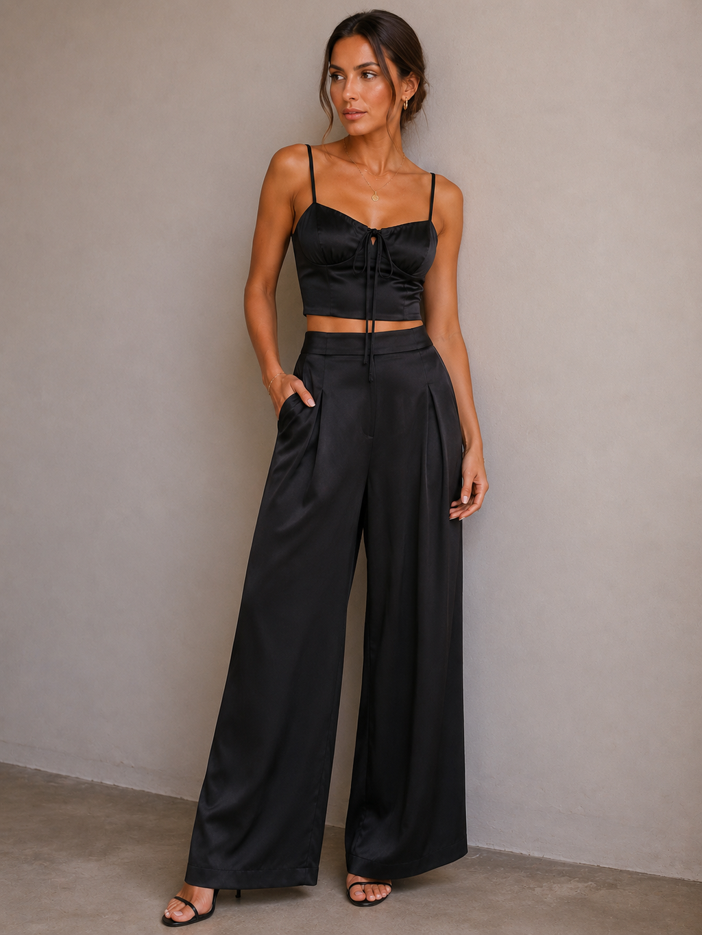 MAXMARA VISCOSE SILK PANTS - BLACK