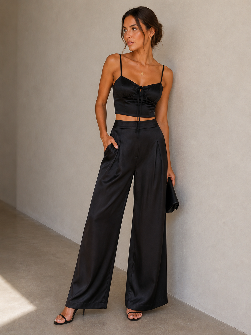 MAXMARA VISCOSE SILK PANTS - BLACK