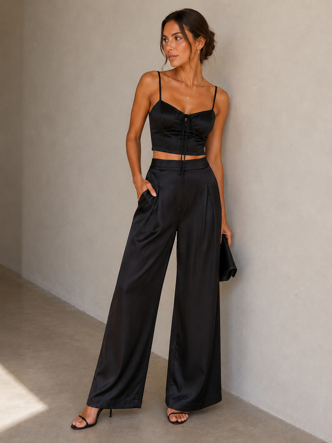 MAXMARA VISCOSE SILK PANTS - BLACK