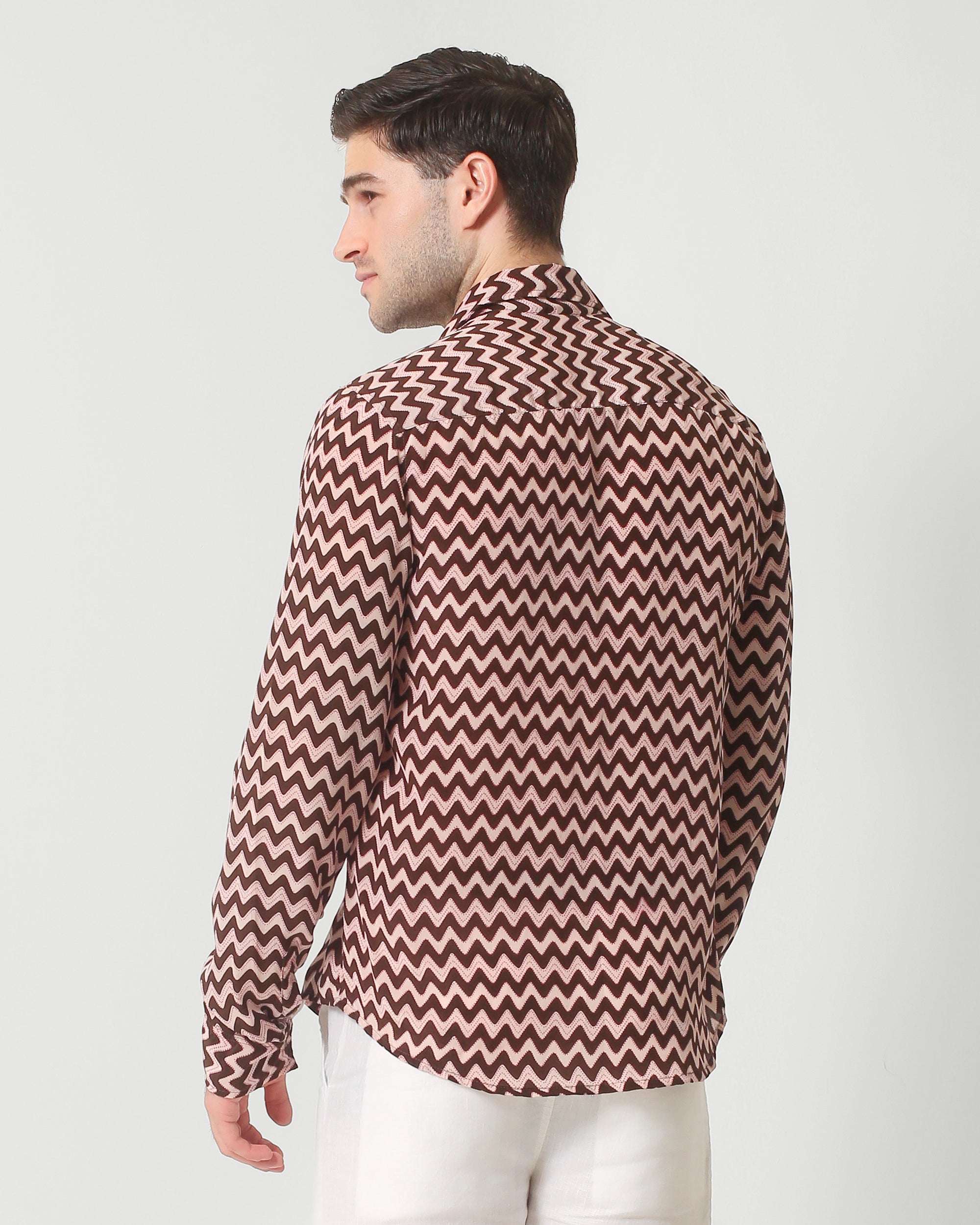 CHEVRON COTTON SILK LONG SLEEVE SHIRT